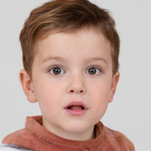 Neutral white child male with short  brown hair and brown eyes