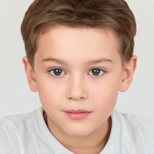 Neutral white child male with short  brown hair and brown eyes