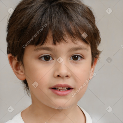 Neutral white child male with short  brown hair and brown eyes