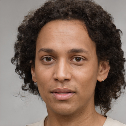 Neutral white adult female with medium  brown hair and brown eyes