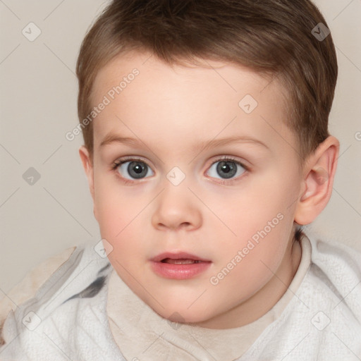 Neutral white child female with short  brown hair and brown eyes