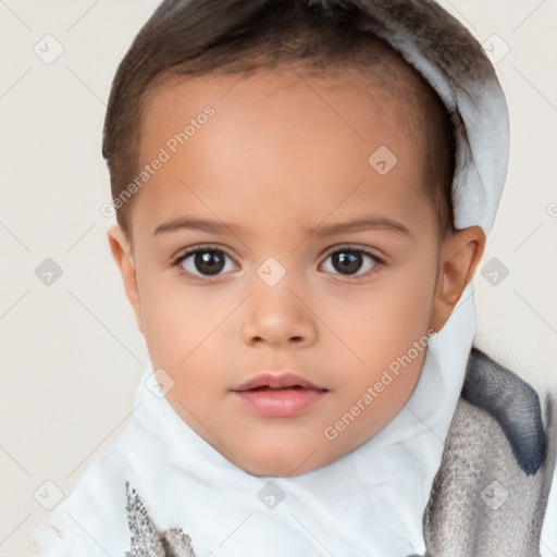 Neutral white child female with short  brown hair and brown eyes