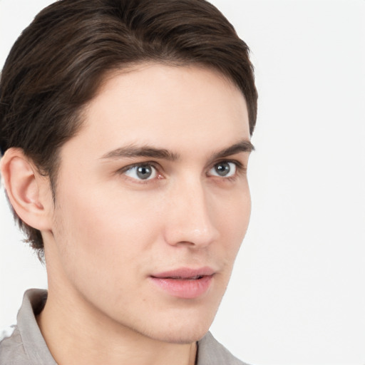 Neutral white young-adult male with medium  brown hair and brown eyes