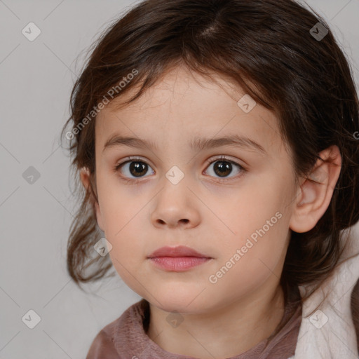 Neutral white child female with medium  brown hair and brown eyes