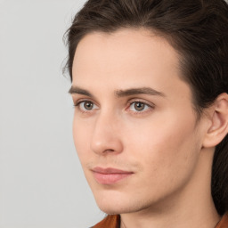 Neutral white young-adult male with medium  brown hair and brown eyes