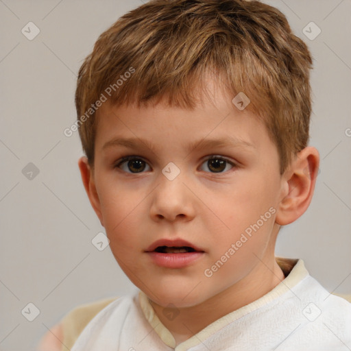 Neutral white child male with short  brown hair and brown eyes