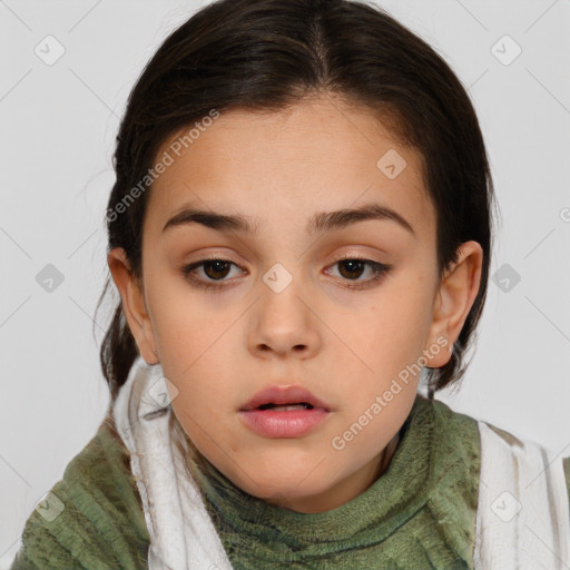 Neutral white child female with medium  brown hair and brown eyes