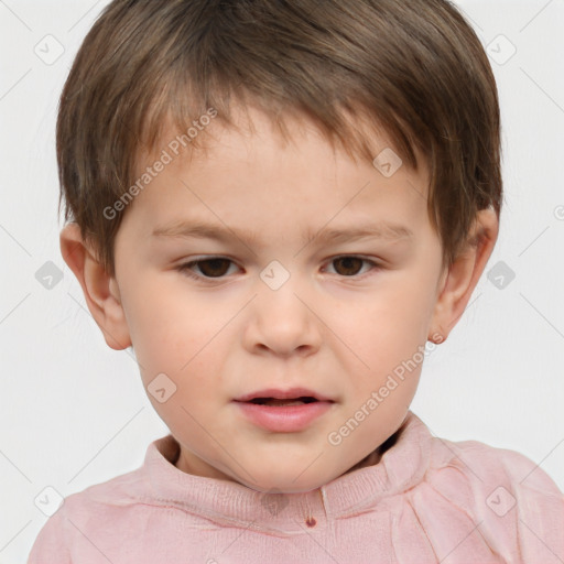 Neutral white child male with short  brown hair and brown eyes