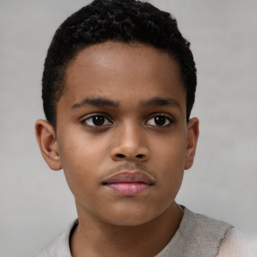 Neutral black child male with short  brown hair and brown eyes