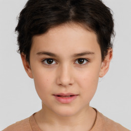 Neutral white child female with short  brown hair and brown eyes