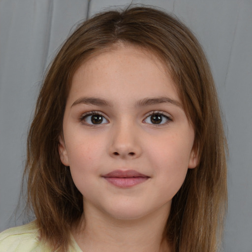 Neutral white child female with medium  brown hair and brown eyes