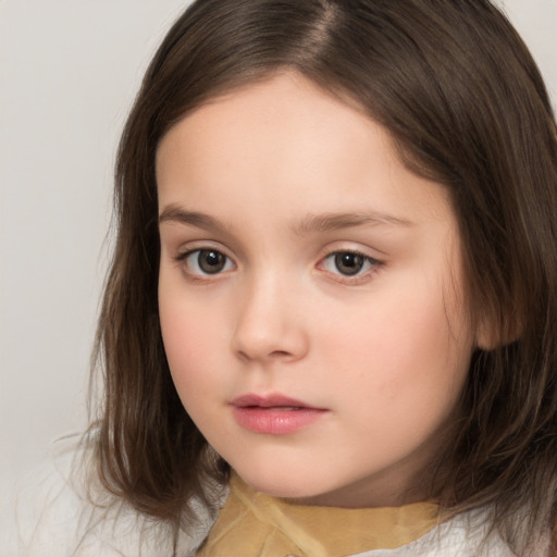 Neutral white child female with medium  brown hair and brown eyes