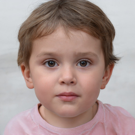 Neutral white child male with short  brown hair and grey eyes