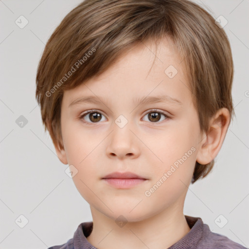 Neutral white child female with short  brown hair and brown eyes