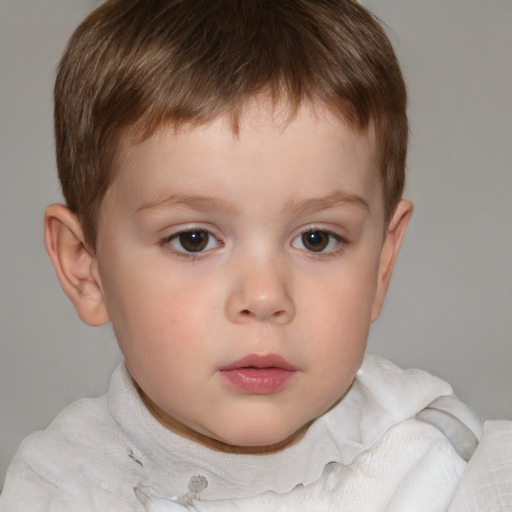 Neutral white child male with short  brown hair and brown eyes