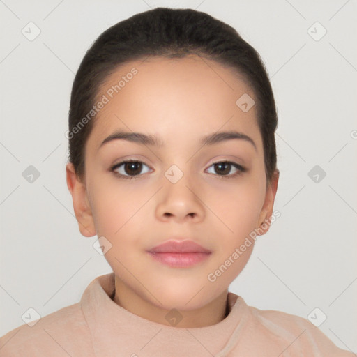 Neutral white young-adult female with short  brown hair and brown eyes