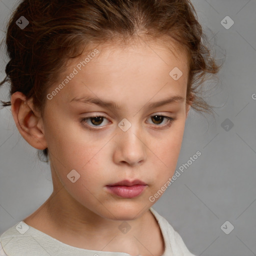 Neutral white child female with short  brown hair and brown eyes