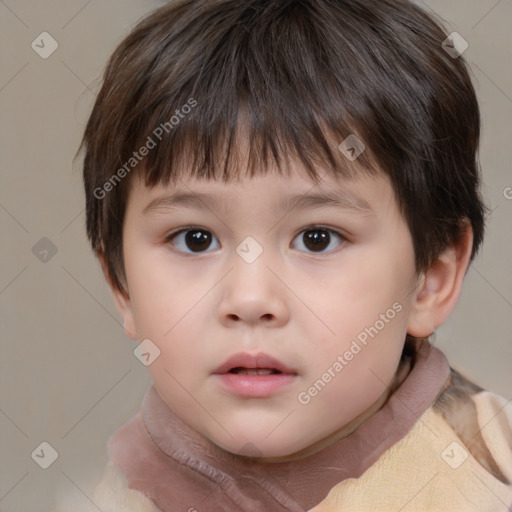 Neutral white child male with short  brown hair and brown eyes