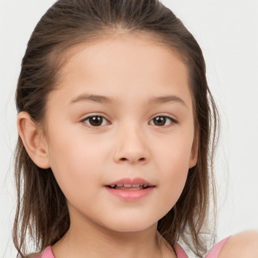 Neutral white child female with medium  brown hair and brown eyes