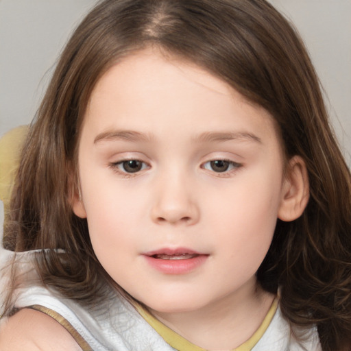 Neutral white child female with medium  brown hair and brown eyes