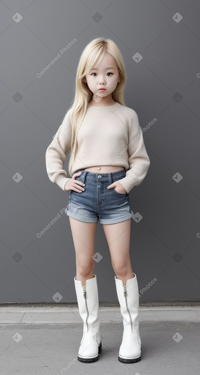 Korean child girl with  blonde hair