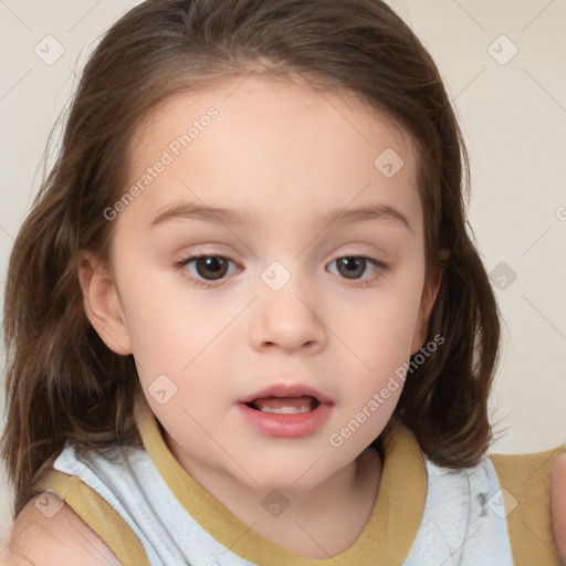 Neutral white child female with medium  brown hair and brown eyes