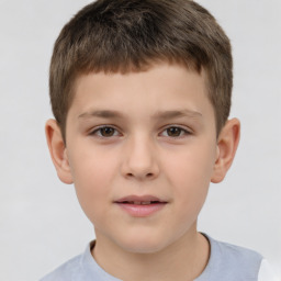 Neutral white child male with short  brown hair and brown eyes