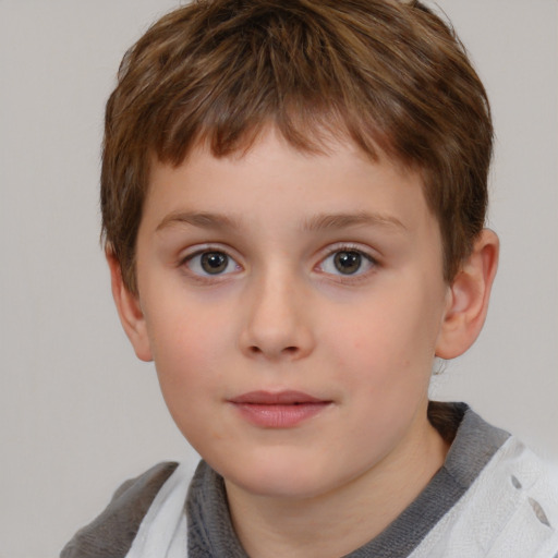 Neutral white child male with short  brown hair and brown eyes