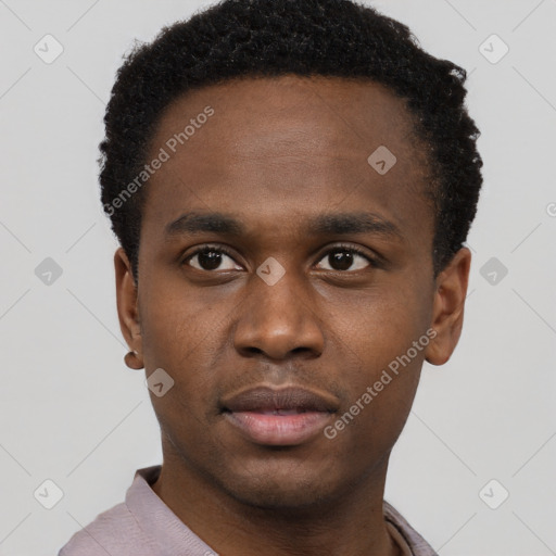 Neutral black young-adult male with short  brown hair and brown eyes