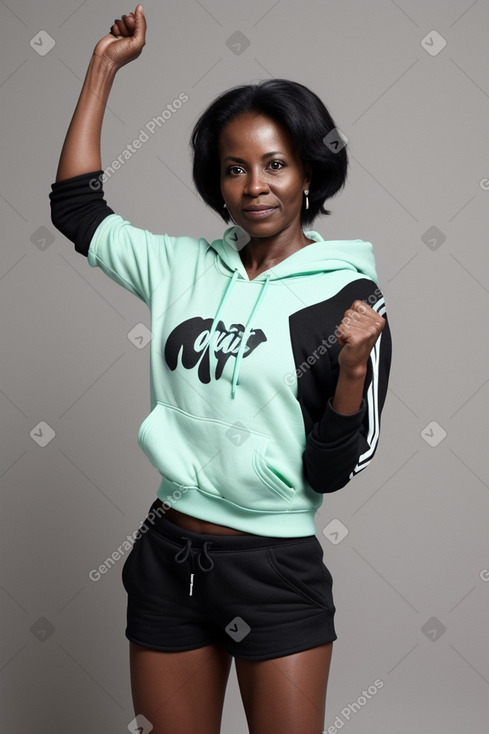 Ugandan middle-aged female with  black hair