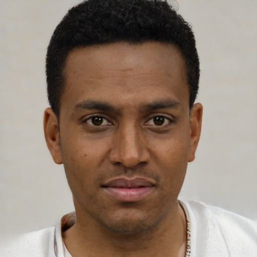 Neutral latino young-adult male with short  brown hair and brown eyes