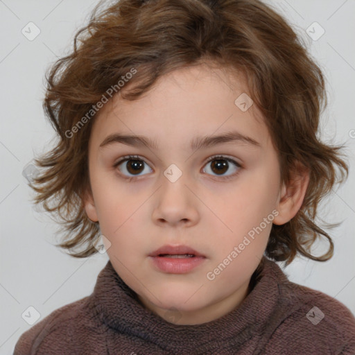 Neutral white child female with medium  brown hair and brown eyes