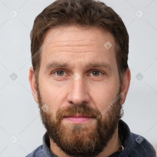 Neutral white adult male with short  brown hair and brown eyes