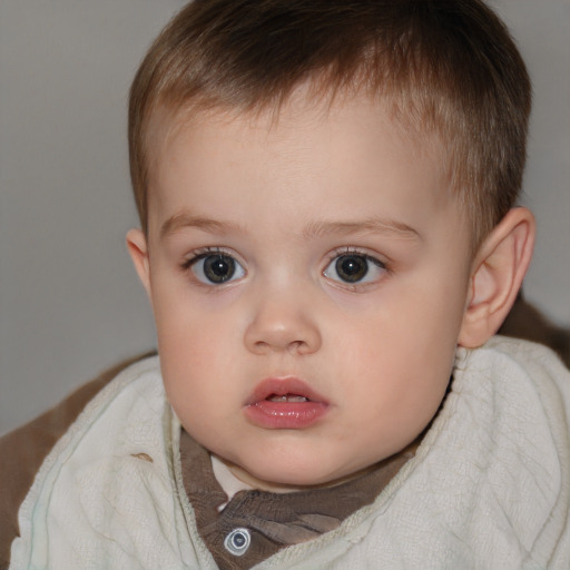 Neutral white child female with short  brown hair and brown eyes