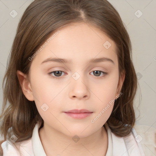 Neutral white child female with medium  brown hair and brown eyes