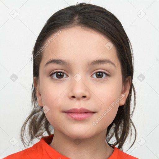 Neutral white child female with medium  brown hair and brown eyes