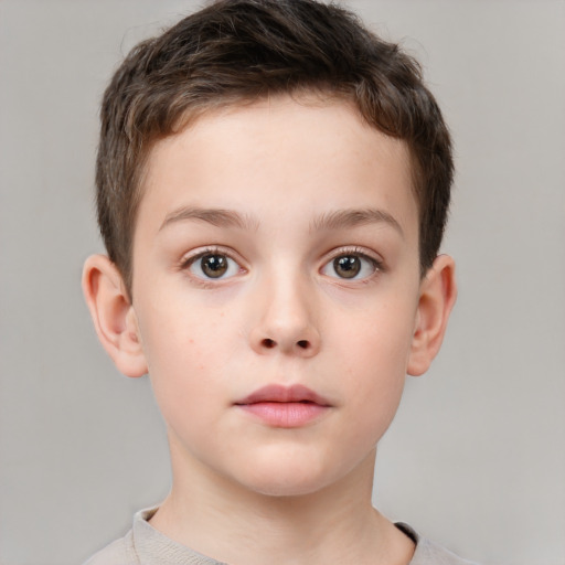 Neutral white child male with short  brown hair and brown eyes