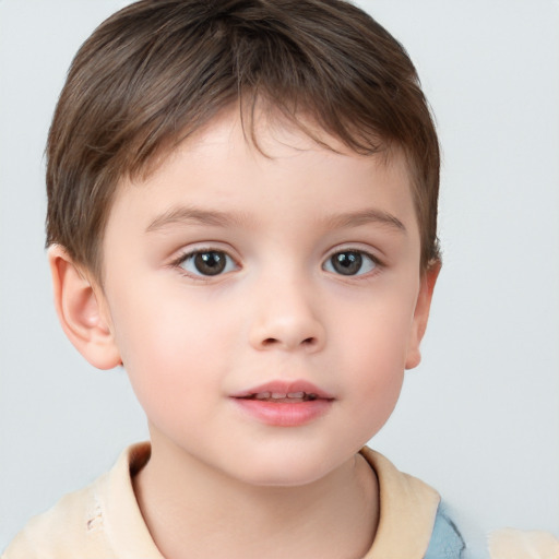 Neutral white child male with short  brown hair and brown eyes