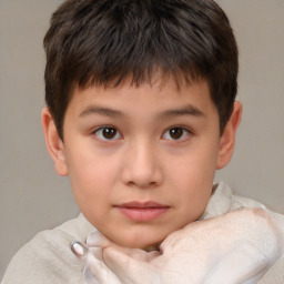 Neutral white child male with short  brown hair and brown eyes