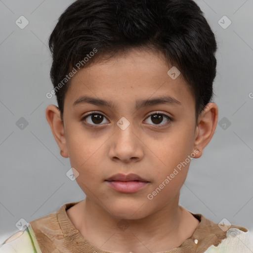 Neutral white child male with short  brown hair and brown eyes