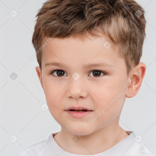 Neutral white child male with short  brown hair and brown eyes