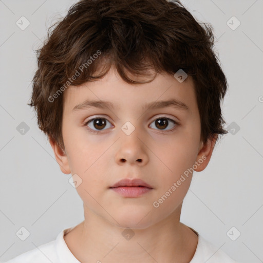 Neutral white child male with short  brown hair and brown eyes