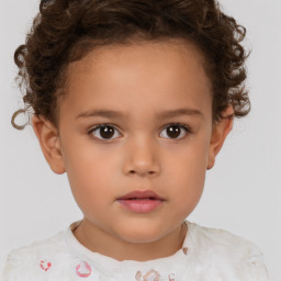 Neutral white child female with short  brown hair and brown eyes