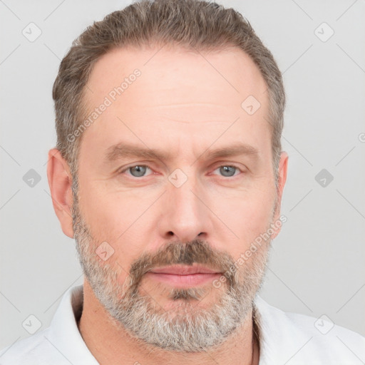 Neutral white adult male with short  brown hair and brown eyes