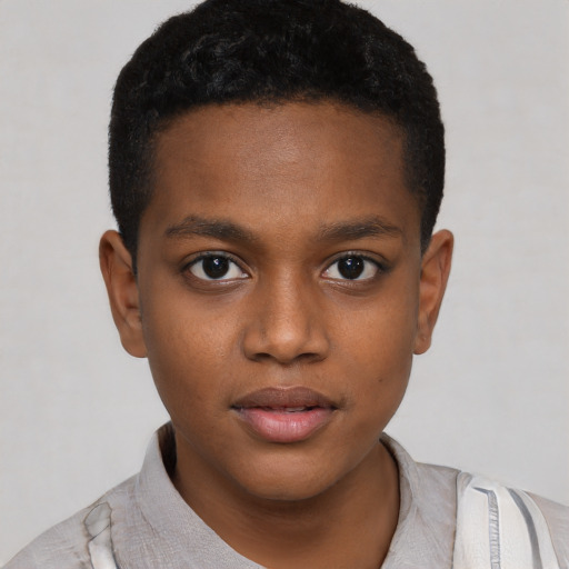Neutral black child male with short  brown hair and brown eyes
