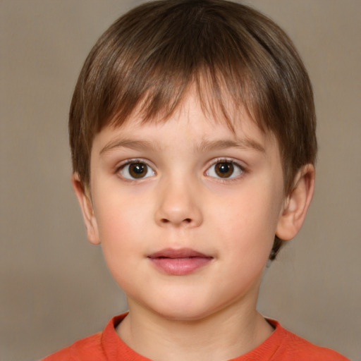 Neutral white child male with short  brown hair and brown eyes