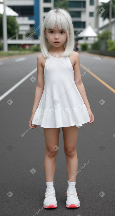 Singaporean child girl with  white hair