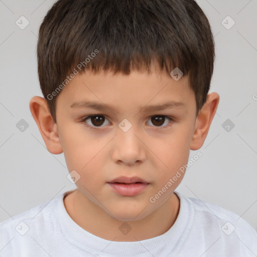 Neutral white child male with short  brown hair and brown eyes