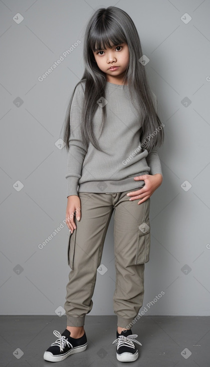 Indonesian child girl with  gray hair