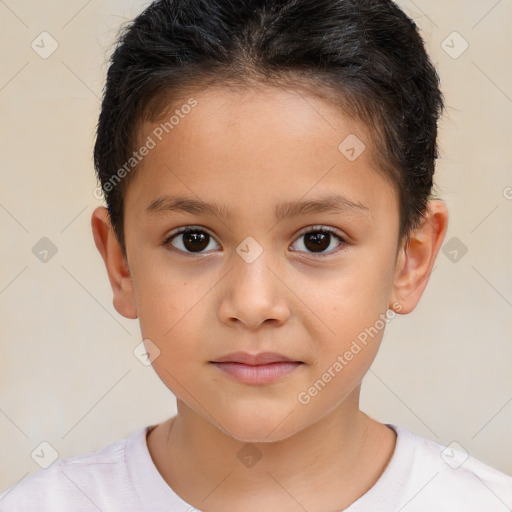 Neutral white child male with short  brown hair and brown eyes